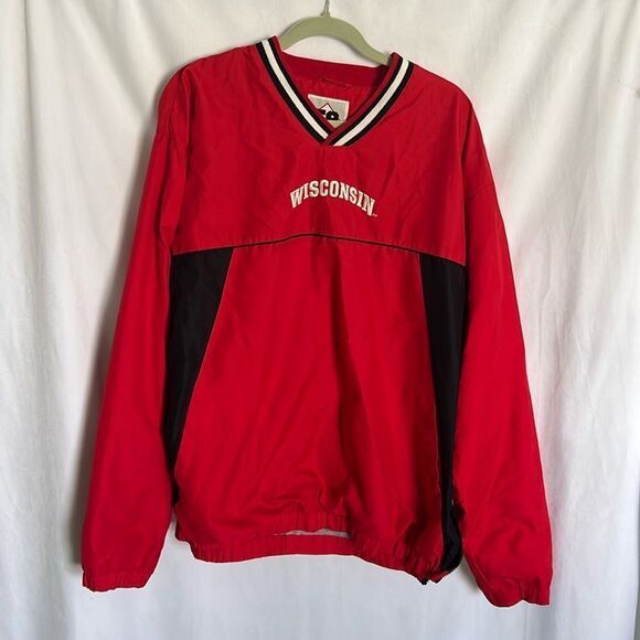 VTG Wisconsin Badgers Pullover Lined Jacket Men's Extra Large XL Red - Picture 1 of 7
